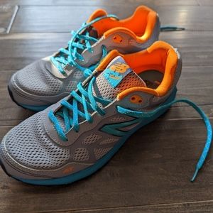 New Balance S12 Women's Sneakers in Turquoise Blue, Grey, and Orange